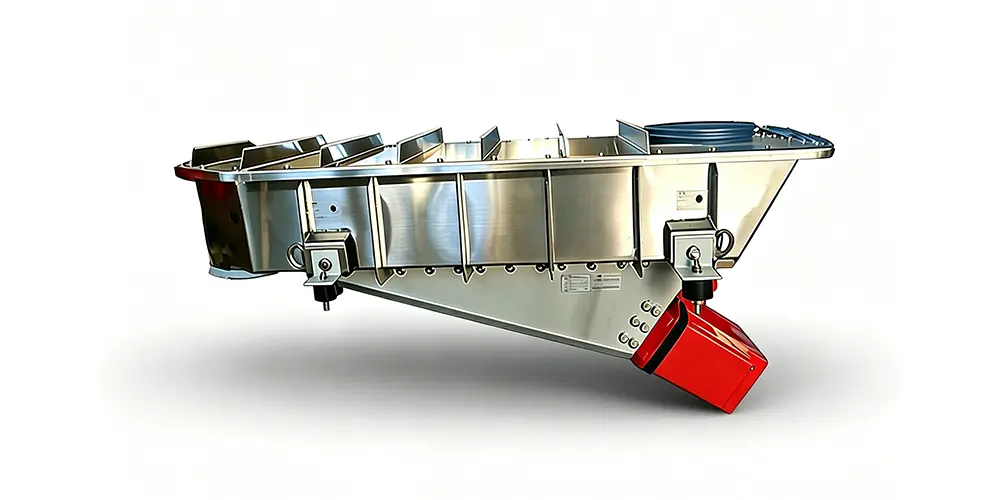 SS304 stainless steel electromagnetic vibrating feeder 1700mm length 800mm width for food granule conveying