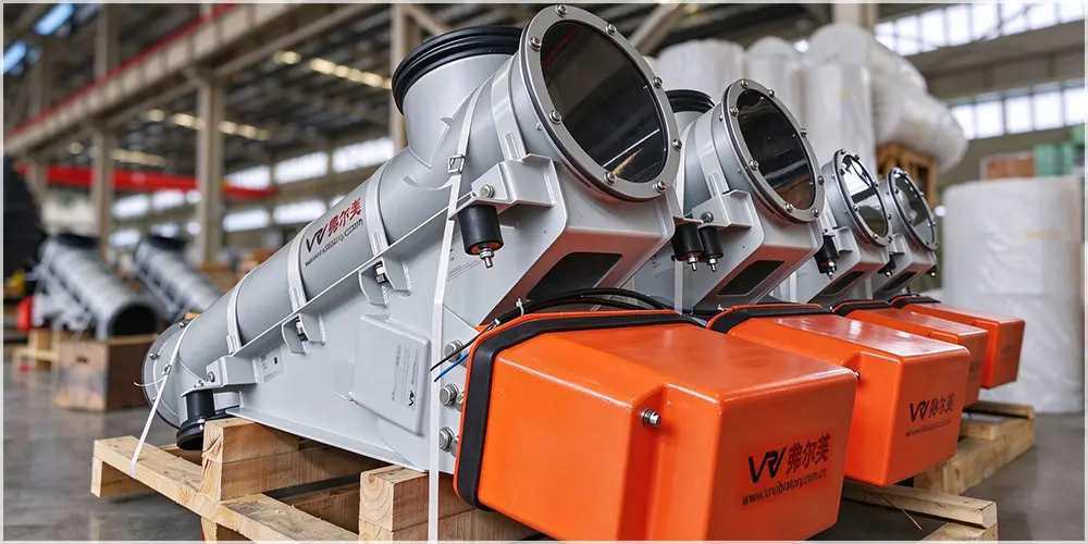 Multiple VRV magnetic vibrating tube conveyors in batch production for bulk material handling